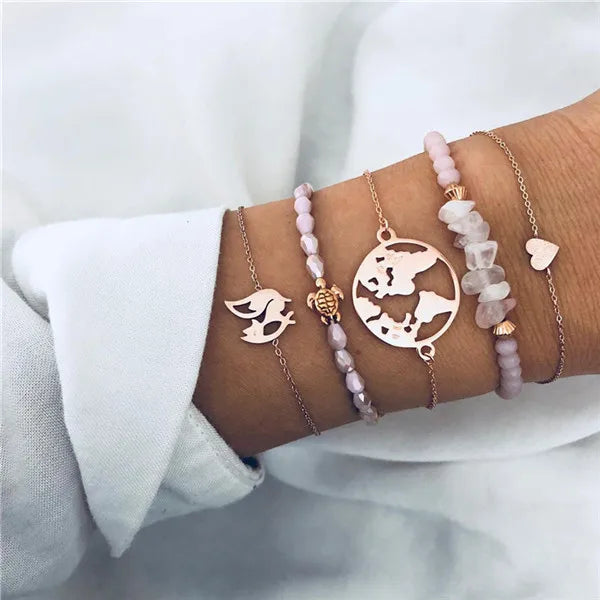 Wander & Tide Boho Coastal Bracelet Set-shell jewelry-boho style-beach outfit-boho chic style-bohemian jewelry-coastal look-beach style