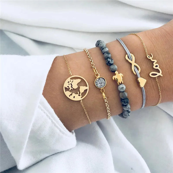 Wander & Tide Boho Coastal Bracelet Set-shell jewelry-boho style-beach outfit-boho chic style-bohemian jewelry-coastal look-beach style