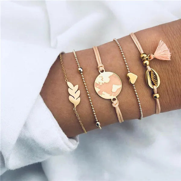 Wander & Tide Boho Coastal Bracelet Set-shell jewelry-boho style-beach outfit-boho chic style-bohemian jewelry-coastal look-beach style