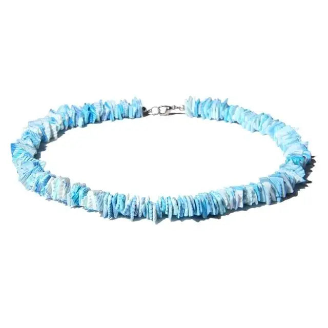 Blue Shell Surfer Necklace-shell jewelry-
-boho style- bohemian jewelry-beach style