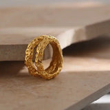 Coral Reef Texture Ring-shell ring-seaweed golden ring-shell ring-shell jewelry-beach outfit ring-beach style-boho style-bohemian jewelry