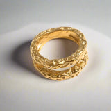 Coral Reef Texture Ring-shell ring-seaweed golden ring-shell ring-shell jewelry-beach outfit ring-beach style-boho style-bohemian jewelry