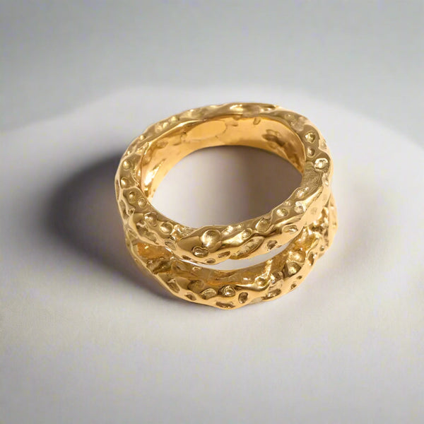 Coral Reef Texture Ring-shell ring-seaweed golden ring-shell ring-shell jewelry-beach outfit ring-beach style-boho style-bohemian jewelry