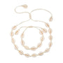 Cowrie Necklace and Bracelet Set - White-bracelet-shell necklace- 
coastal look-beach style-shell jewerly-
shell earrings-seashell jewelry-boho look-cowrie jewelry-cowrie bracelet-cowrie necklace