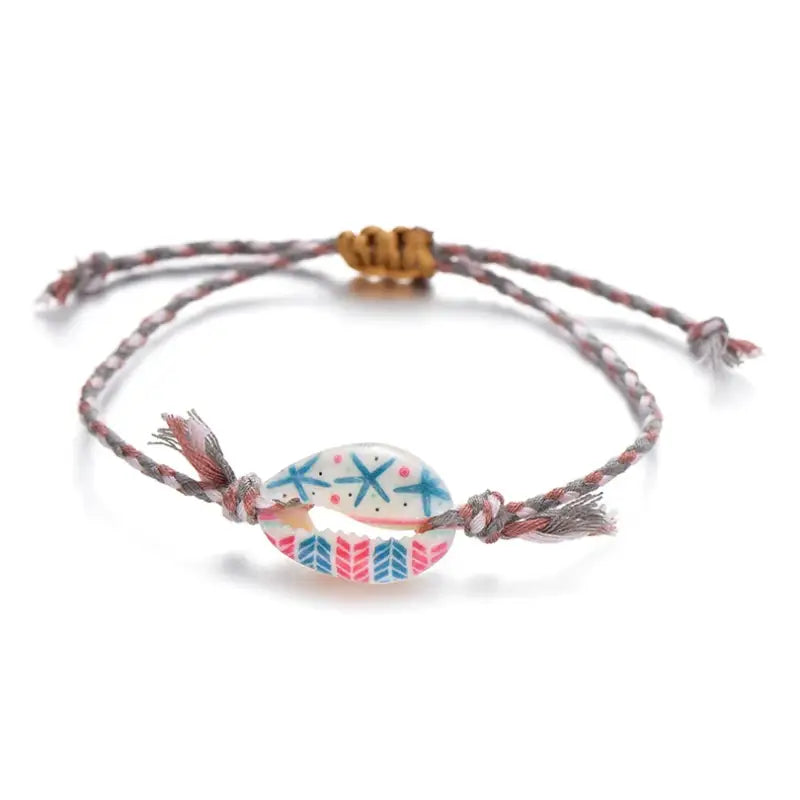Cowrie Shell Cord Bracelet-beach outfit jewelry-cord bracelet-cowrie bracelet-shell jewelry-seashell jewelry-boho chic jewelry-bohemian jewelry-