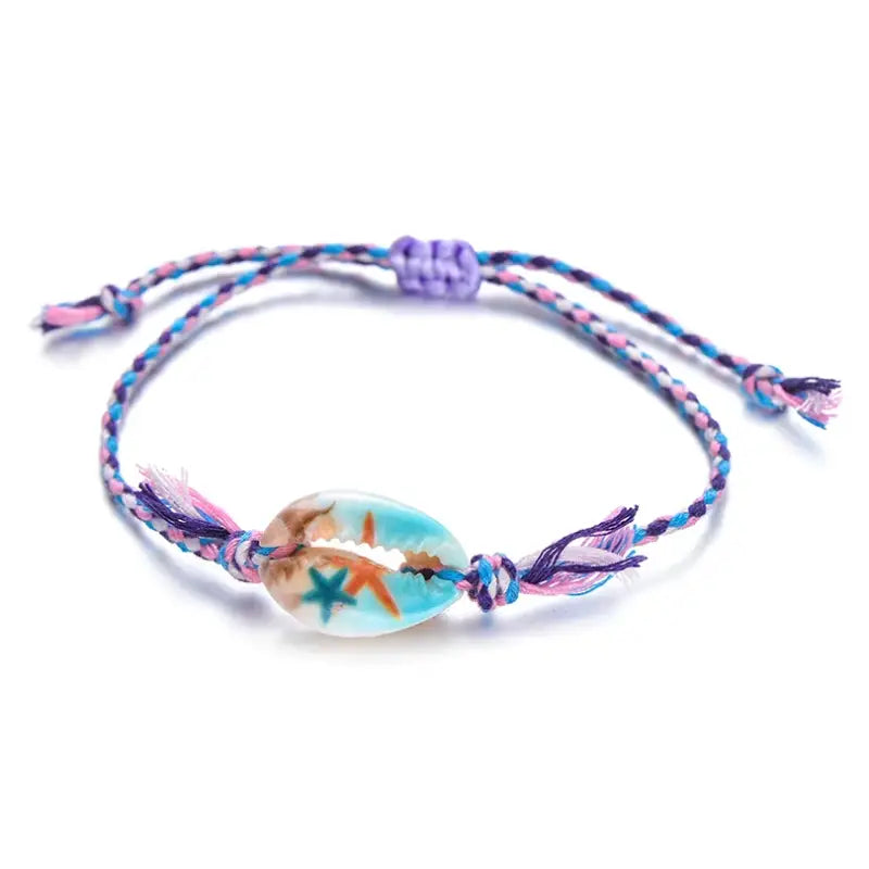 Cowrie Shell Cord Bracelet-beach outfit jewelry-cord bracelet-cowrie bracelet-shell jewelry-seashell jewelry-boho chic jewelry-bohemian jewelry-