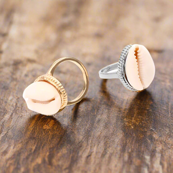 Cowrie Shell Ring-beach style- boho chic style-shell ring-beach outfit ring