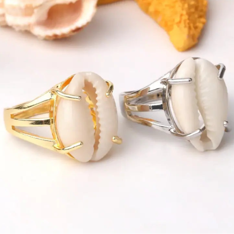 Cowrie Silhouette Ring_shell ring-golden cowrie ring-shell ring-shell jewerly-beach outfit ring-beach style-boho style-bohemian jewerly