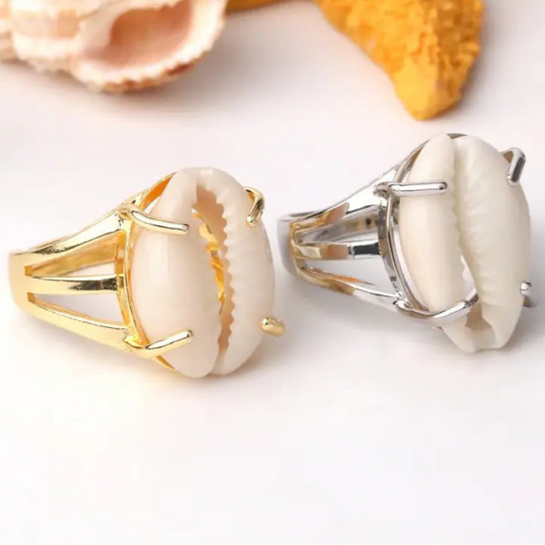 Cowrie Silhouette Ring_shell ring-golden cowrie ring-shell ring-shell jewerly-beach outfit ring-beach style-boho style-bohemian jewerly
