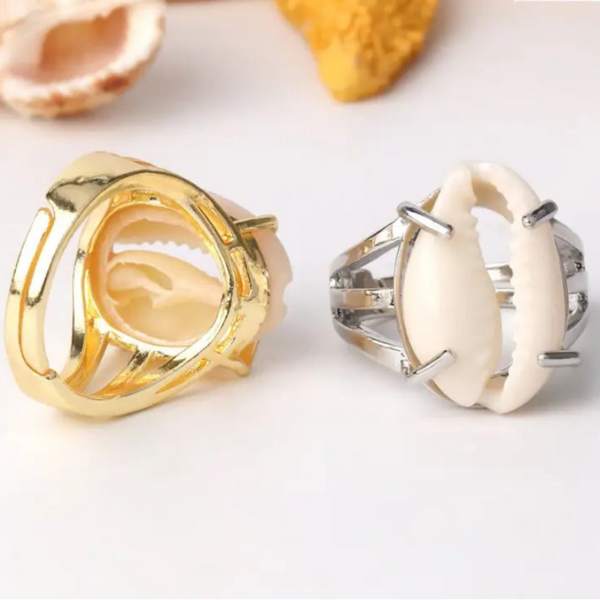 Cowrie Silhouette Ring_shell ring-golden cowrie ring-shell ring-shell jewerly-beach outfit ring-beach style-boho style-bohemian jewerly