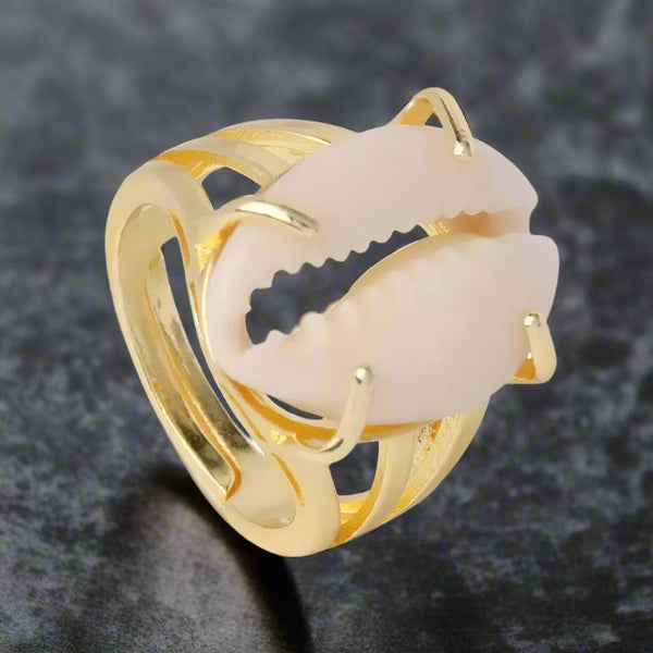 Cowrie Silhouette Ring_shell ring-golden cowrie ring-shell ring-shell jewerly-beach outfit ring-beach style-boho style-bohemian jewerly
