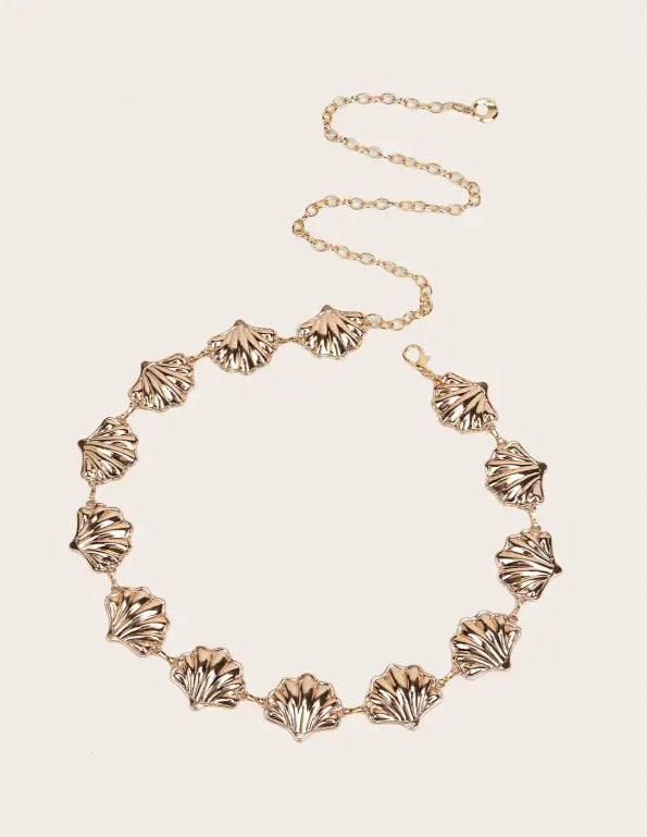 Dune Dream Shell Waist Chain-golden shell belt-gold shell belt conch shell belt-shell jewelry-boho chic style-weddind style belt
