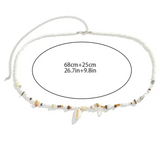 Fashion Shell Waist Chain - White Shell Chain-Shell Belly Chain-cowrie belly chain-shell jewelry-boho style- beach outfit-beach wear-beach jewelry