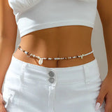 Fashion Shell Waist Chain - White Shell Chain-Shell Belly Chain-cowrie belly chain-shell jewelry-boho style- beach outfit-beach wear-beach jewelry