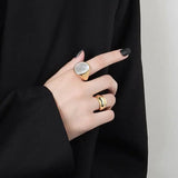 Geometric shell ring-mother of pearl shell ring-shell ring-nacre ring
