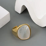 Geometric shell ring-mother of pearl shell ring-shell ring-nacre ring