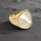 Geometric shell ring-mother of pearl shell ring-shell ring-nacre ring