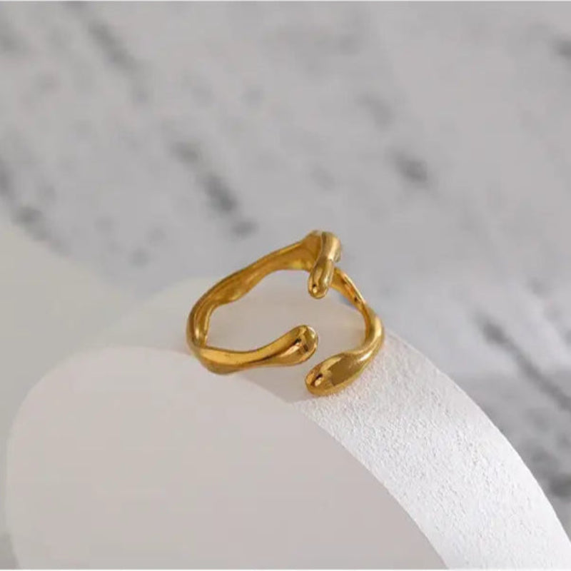 Gold Coral - Inspired Open Ring-golden shell ring -coral ring-shell jewelry-beach outfit ring-beach style-boho style-bohemian jewelry-wedding style ring
