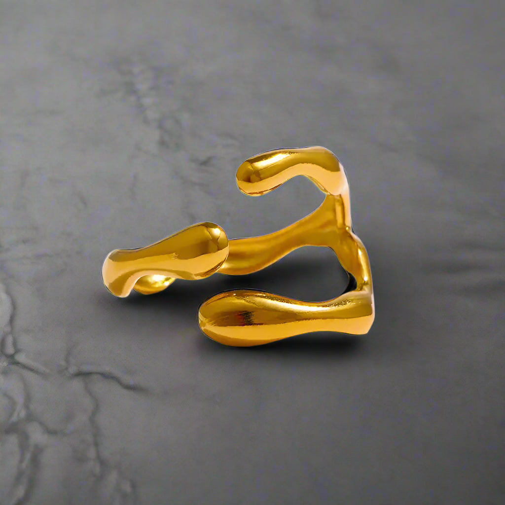 Gold Coral - Inspired Open Ring-golden shell ring -coral ring-shell jewelry-beach outfit ring-beach style-boho style-bohemian jewelry-wedding style ring