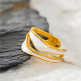 gold-edged-pearl-wave-ring-golden shell ring-edge shell ring-shell ring-shell jewelry-beach outfit ring-beach style-boho style-bohemian jewelry-wedding style ring