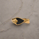 Gold Heart Shell Inlay Ring-gold mother of pearl ring-heart nacre shell ring-nacre shell ring-shell ring-shell jewelry-beach outfit ring-beach style-boho style-bohemian jewelry-wedding style ring