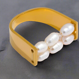 Gold Pearl Cuff Ring-shell ring-shell jewelry-beach outfit ring-beach style-boho style-bohemian jewelry-wedding style ring