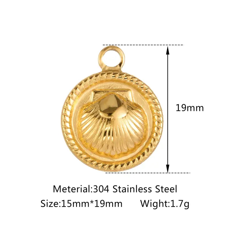 Gold Shell Charms-Shell Charms-shell jewelry-shell pendants-boho chic style-bohemian jewelry-beach outfit jewelry -scallop shell charm