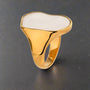 Gold Signet Shell Ring-mother of pearl golden shell ring-nacre shell ring-shell ring-shell jewelry-beach outfit ring-beach style-boho style-bohemian jewelry-wedding style ring