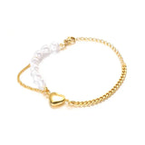 heart accent pearl bracelet-shell bracelet -shell jewelry-pearl bracelet-boho chic style