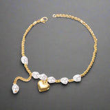 heart accent pearl bracelet-shell bracelet -shell jewelry-pearl bracelet-boho chic style