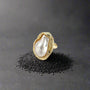 Heterotypic Pearl Ring - geometric pearl ring-pearl ring-golden pearl ring-gold shell ring-shell jewelry-beach outfit ring-beach style-boho style-bohemian jewelry-wedding style ring