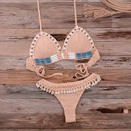 Knitted Shell Bikini-Shell Bottom Bikini-Shell Top Bikini-shell clothines-shell swimwear-shell jewelry-beach outfit-boho outfit-beach wear