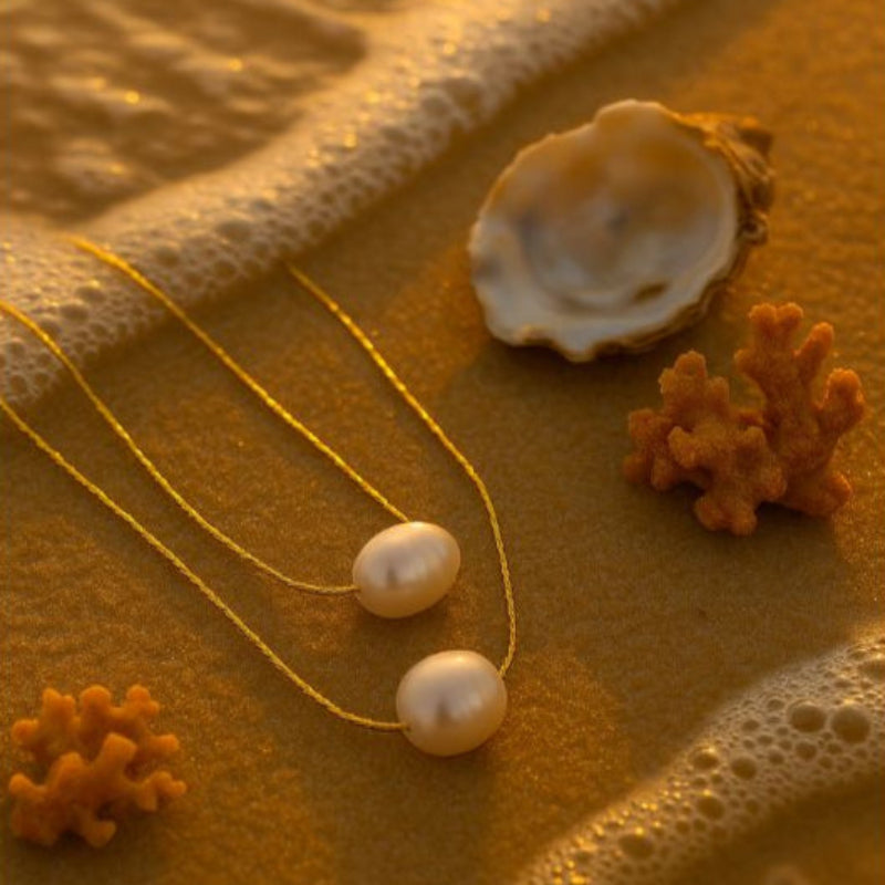 layered pearl necklace-pearl necklace-shell jewelry-pearl jewelry-shell necklace