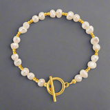 Lustrous Pearl Toggle Bracelet-pearl bracelet-shell bracelet-shell jewelry-wedding bracelet