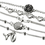 Marine Shells  Bracelets- shell bracelet-shell jewelry- silver cowri bracelet-conch bracelet layered bracelet