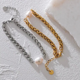 Minimalist Pearl Accent Twist Bracelet-pearl bracelet-shell bracelet-shell jewelry-boho chic bracelet