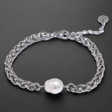 Minimalist Pearl Accent Twist Bracelet-pearl bracelet-shell bracelet-shell jewelry-boho chic bracelet
