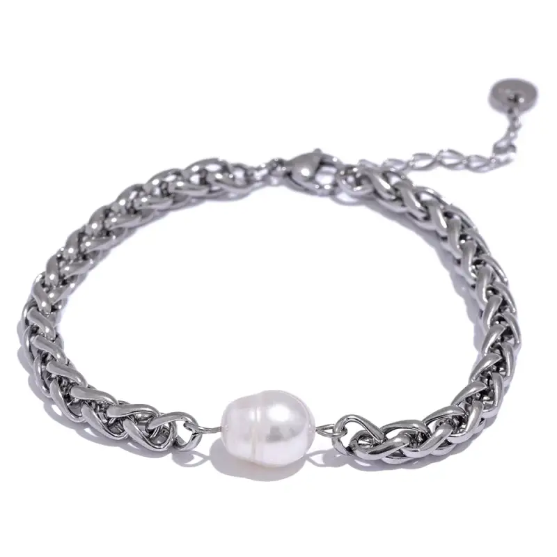 Minimalist Pearl Accent Twist Bracelet-pearl bracelet-shell bracelet-shell jewelry-boho chic bracelet