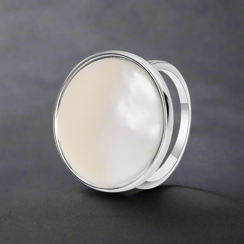 silver mother of pearl ring-silver nacre ring-shell ring-shell jewelry-beach outfit ring-beach style-boho style-bohemian jewelry-wedding style ring