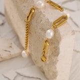 pearl-link-chain-bracelet-Pearl bracelet-shell bracelet-shell jewelry-boho chic jewelry-boho chic style