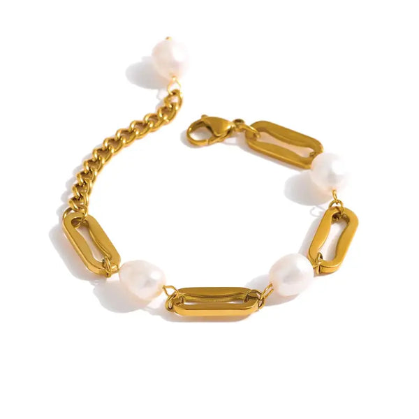 pearl-link-chain-bracelet-Pearl bracelet-shell bracelet-shell jewelry-boho chic jewelry-boho chic style