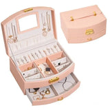 Rounded Leather Jewelry Box - Pink