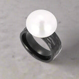 Satine Pearl Statement Ring-pearl ring-golden pearl ring-solitaire golden pearl ring