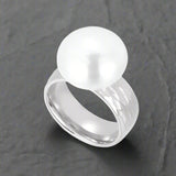 Satine Pearl Statement Ring-pearl ring-golden pearl ring-solitaire golden pearl ring