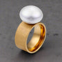 Satine Pearl Statement Ring-pearl ring-golden pearl ring-solitaire golden pearl ring