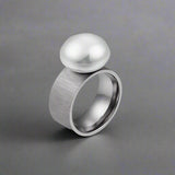 Satine Pearl Statement Ring-pearl ring-golden pearl ring-solitaire golden pearl ring