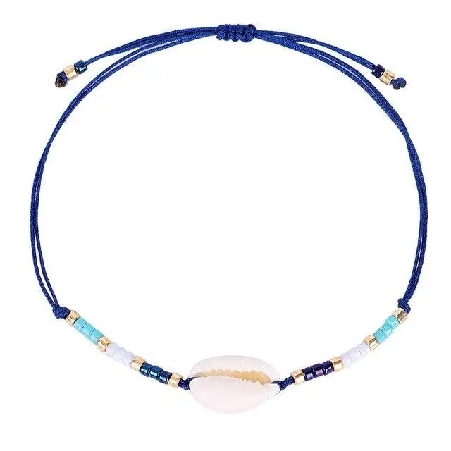 Seafloor Cowrie Shell Anklet - Shell ancklets- 
coastal look-beach style-shell jewerly-
shell earrings-seashell jewelry-coastal jewelry-beach outfit-bohostyle-bohemian outfit