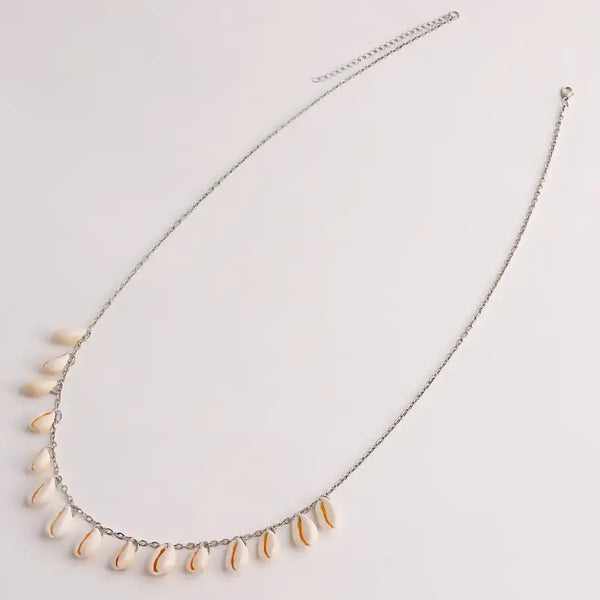 White Shell Chain-Shell Belly Chain-cowrie belly chain-shell jewelry-boho style- beach outfit-beach wear-beach jewelry