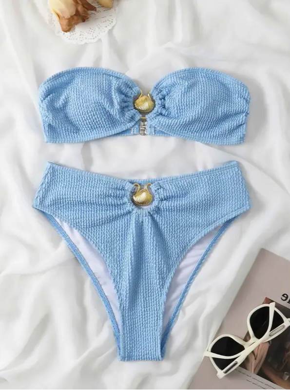 Shell Bikini Bandeau-shell swimwear-shell bikini-shell clothing-beach wear-beach outfit
