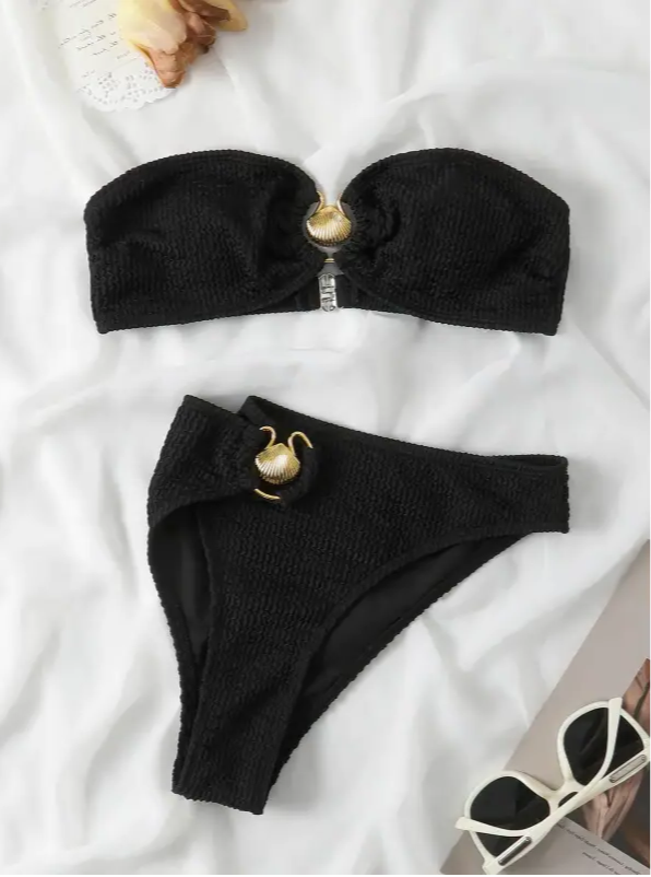 Shell Bikini Bandeau-shell swimwear-shell bikini-shell clothing-beach wear-beach outfit